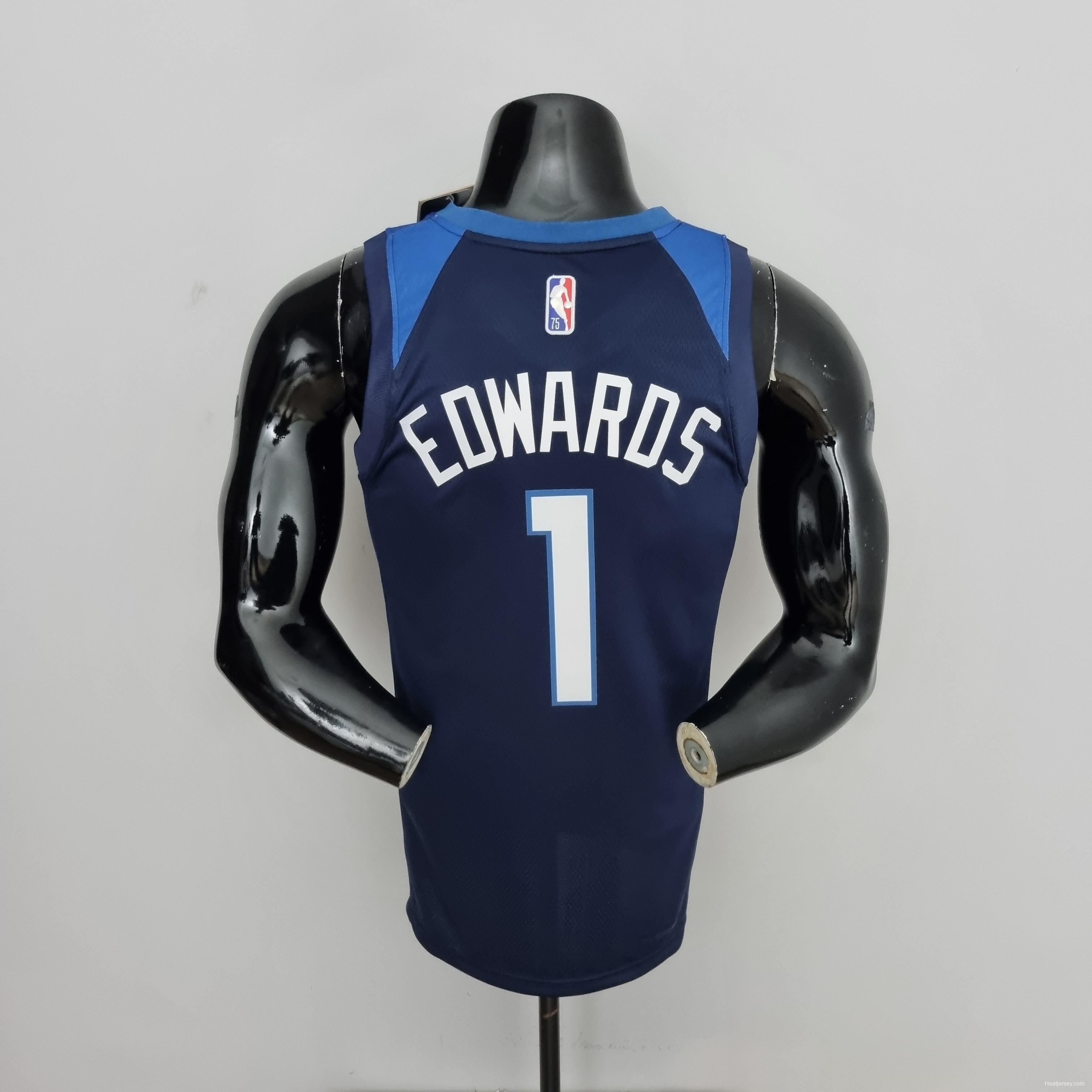 75th Anniversary Minnesota Timberwolves Edwards #1 Royal Blue NBA Jersey