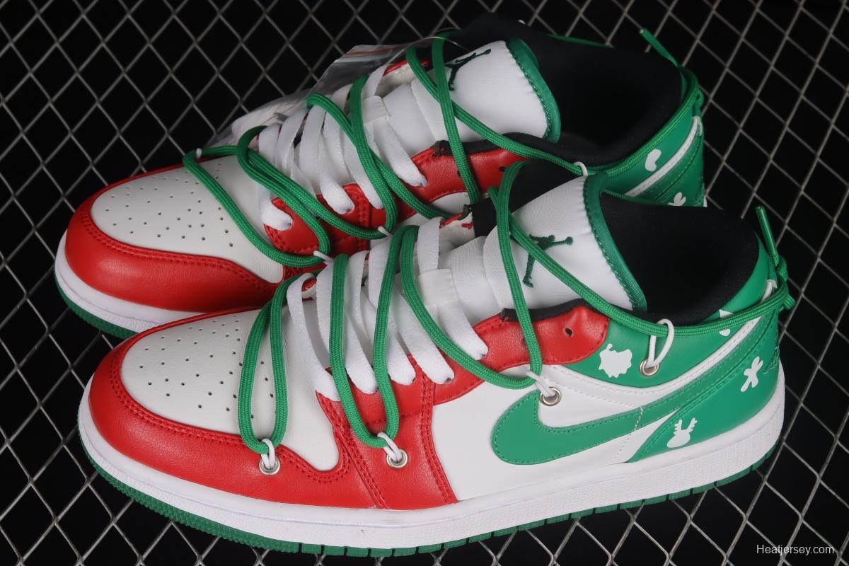 Air Jordan 1 Low Christmas Theme Custom Edition Sports Culture Basketball Shoes 553558-129