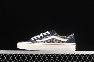 Vans Old Skool Silent Blue fun Sunflower printed low-top Leisure Board shoes VN0A6WKT6QS