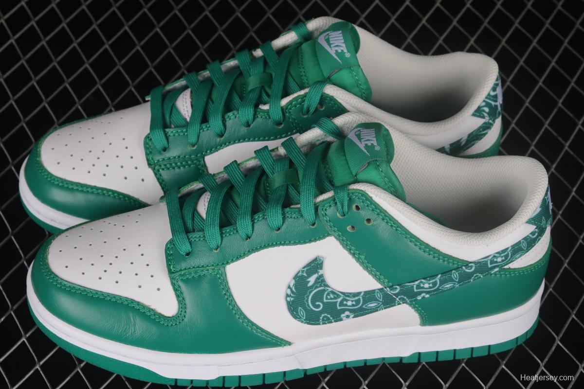 NIKE DUNK Low Green Paisley Cashew Flower White Green SB Buckle Shredded Backboard Fashion Casual Sneakers DH4401-102