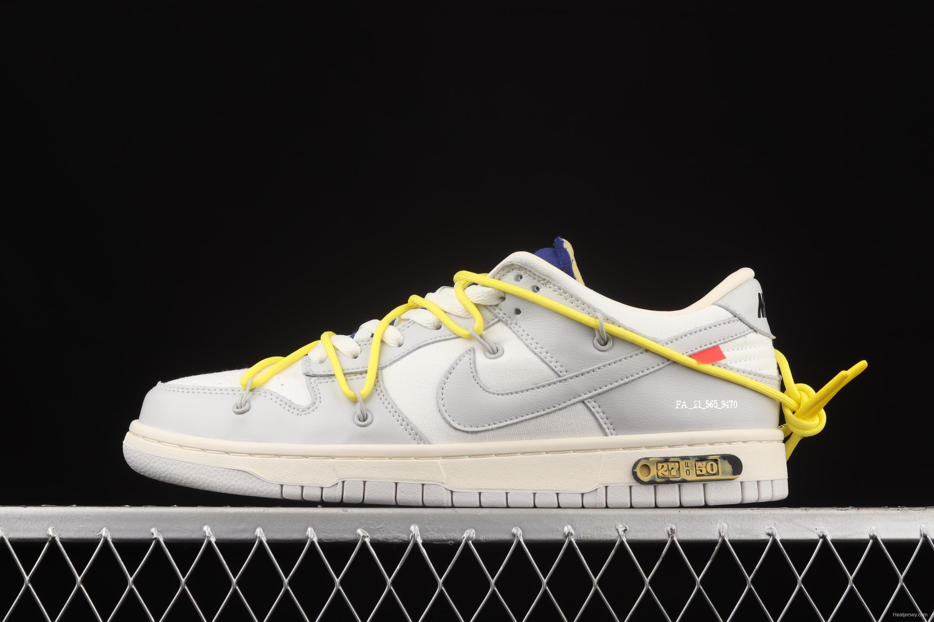 OFF-White x NIKE DUNK Low 04 of 50 OW grey leisure sports skateboard shoes DM1602-120