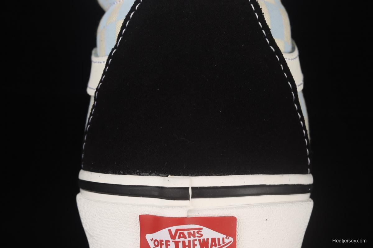 Vans SK8-Hi cream blue checkerboard high upper shoes VN0003CAI8C