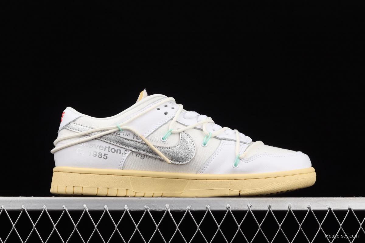 OFF-White x NIKE DUNK Low 04 of 50 OW white gray leisure sports skateboard shoes DM1602-127,