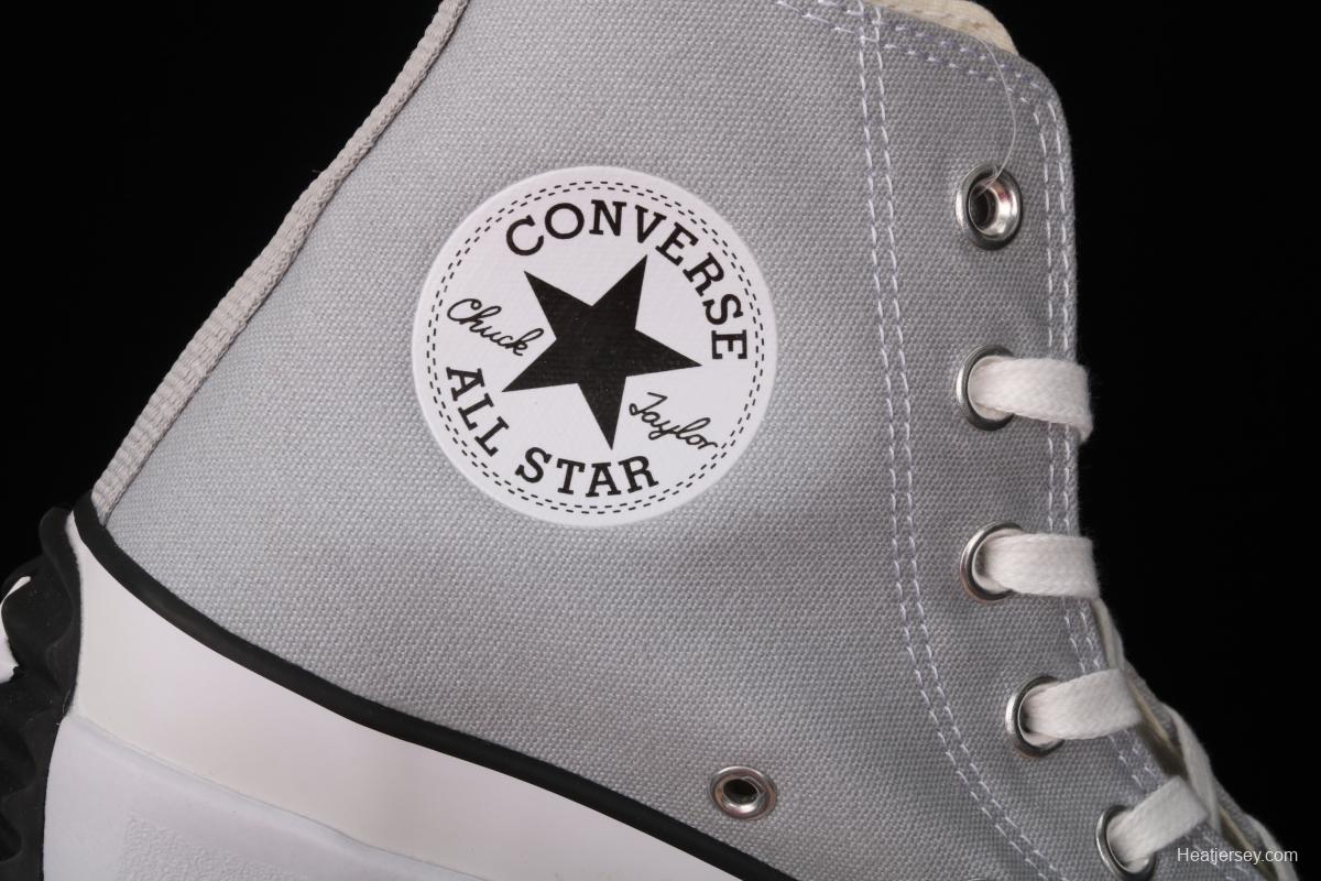 Converse Run Star x JW Anderson joint style grey high-top thick-soled canvas shoes 170552C