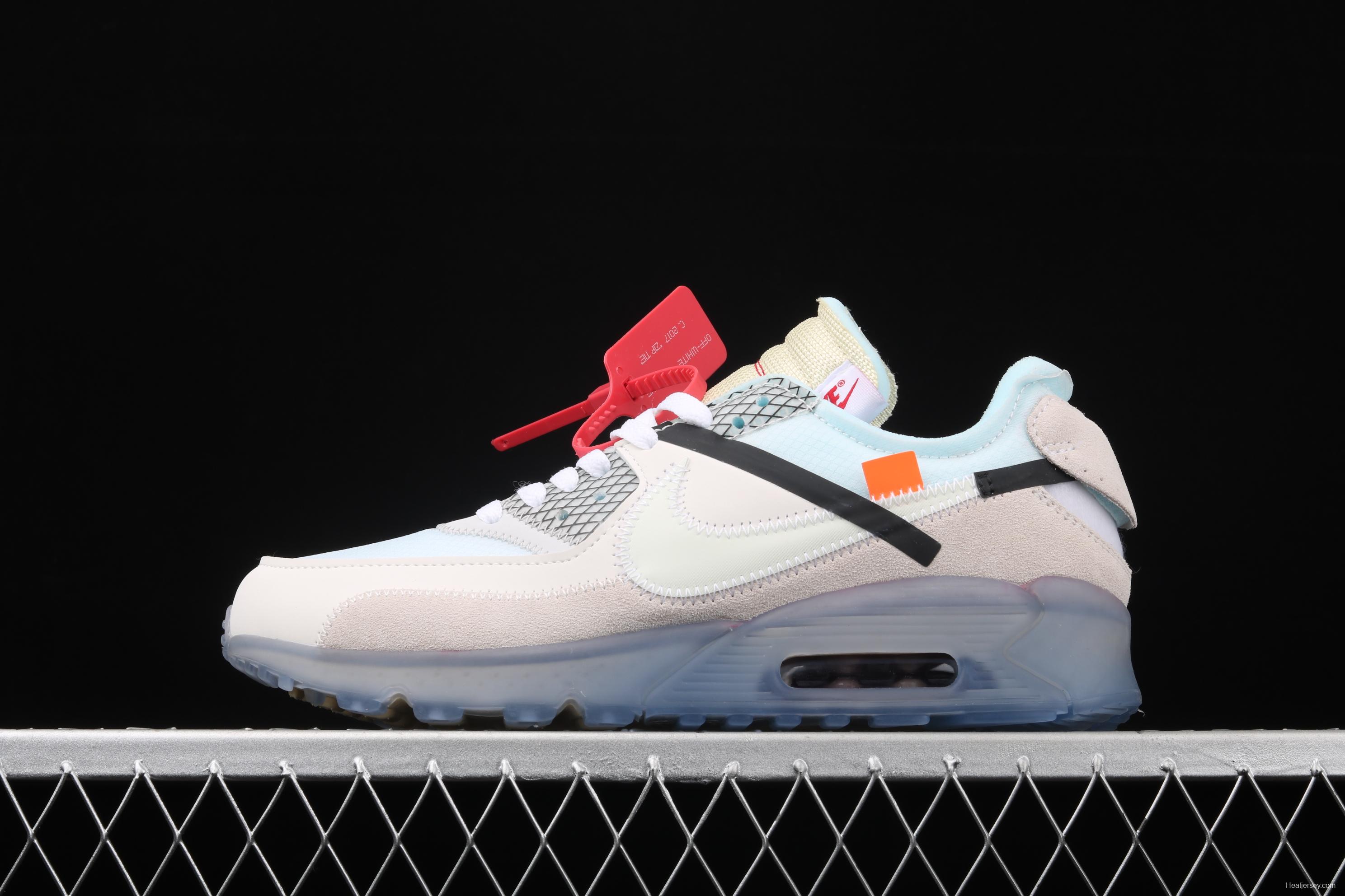 OFF-White x NIKE Air Max 90 OW joint limited edition classic air cushion running shoes AA7293-100