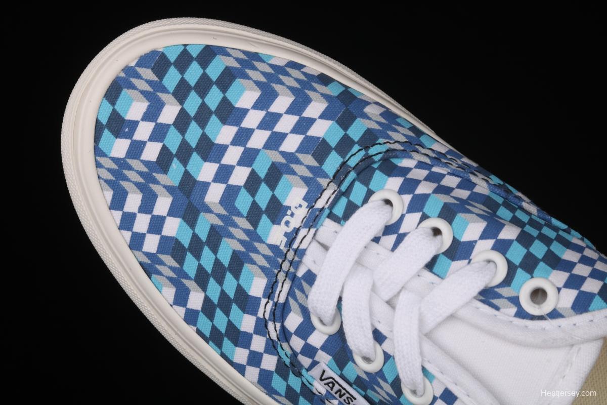 DOE x Vans Authentic chessboard blue and white low-top casual board shoes VN0A4ODU2DJ