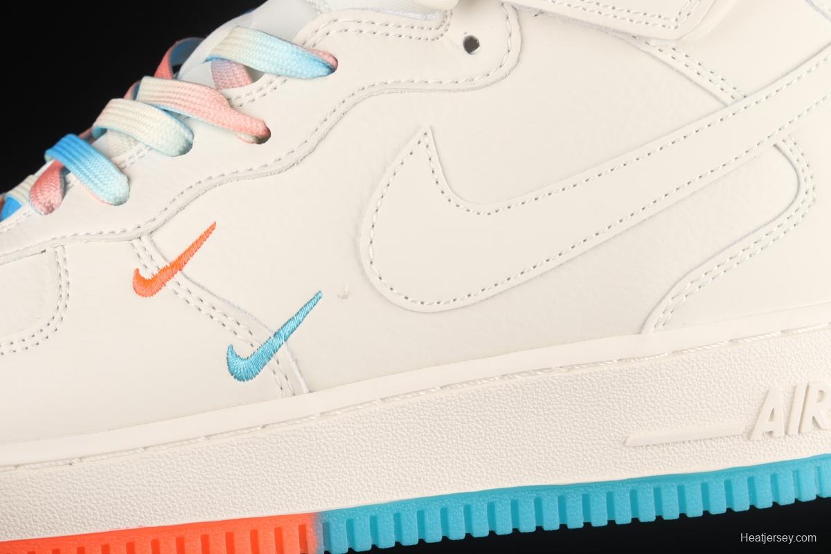 NIKE Air Force 1 Mid'07 Miami rice orange and blue medium-top casual board shoes MI9663-536