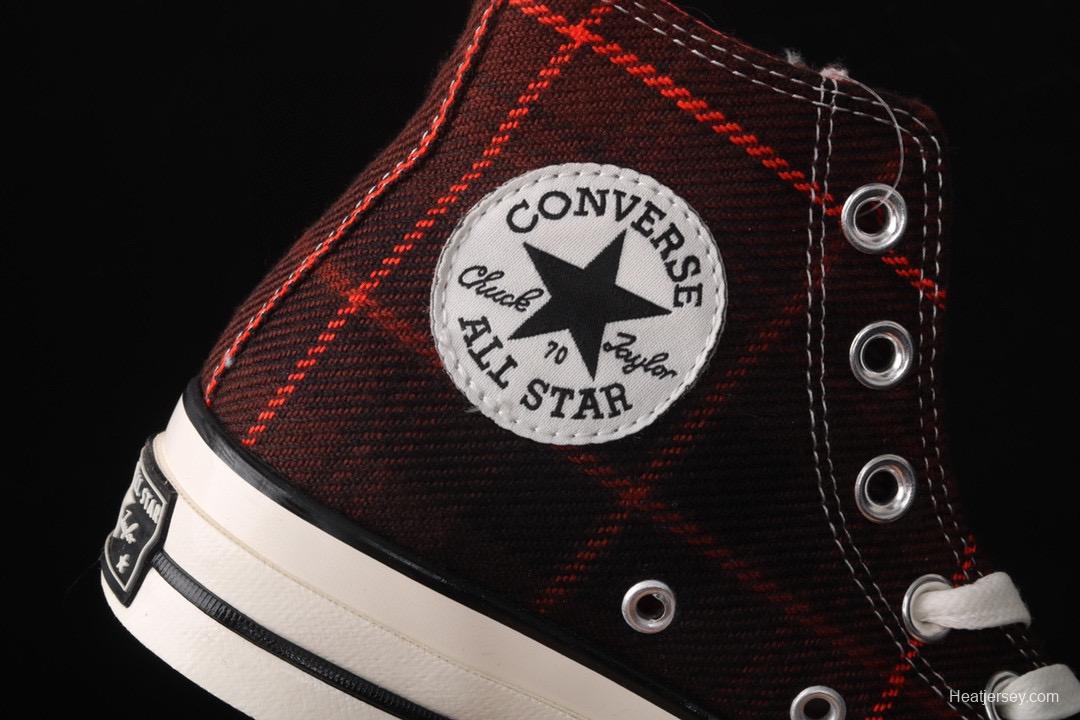 Converse 70s Plaid Scottish plaid fresh vintage casual board shoes 166496C