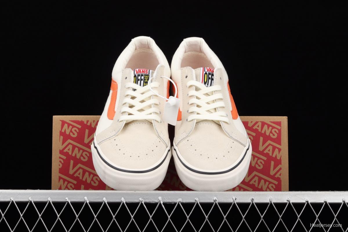 Vans Sk8-Low Reissue S classic white rice and white orange low-top leisure canvas vulcanized board shoes VN0A4UW14WU