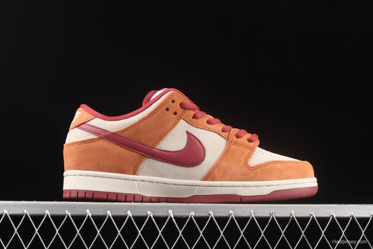 NIKE SB DUNK Low Pro brown-red color matching low-top casual board shoes BQ6817-202