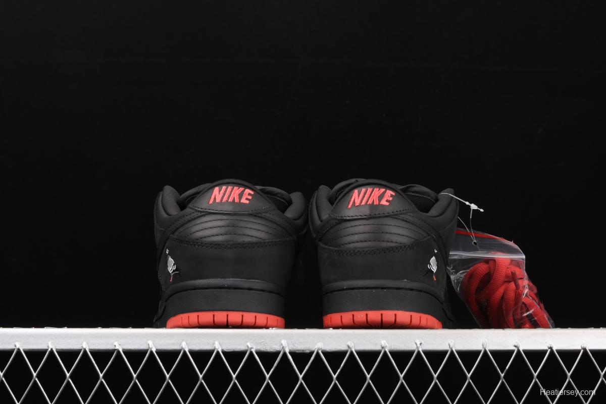 Black Pigeon x NIKE SB DUNK low Trd QS black pigeon retro low-side leisure sports skateboard shoes 883232-008