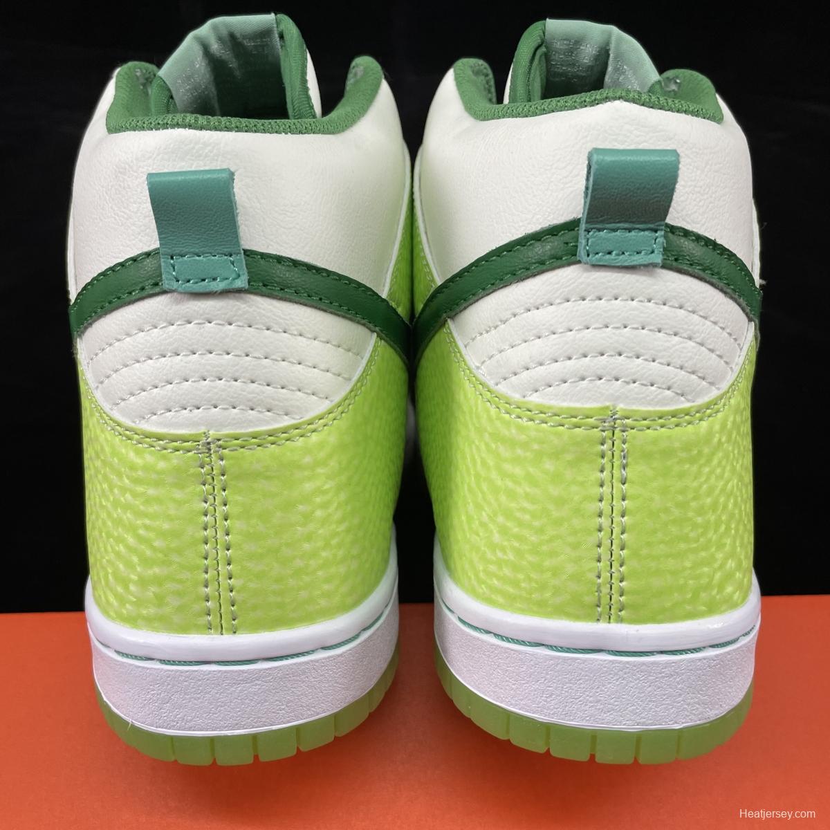 NIKE DUNK High Premium 'Glow In The Dark 2' luminous white and green dunk series retro high-top leisure sports skateboard shoes 312786-131