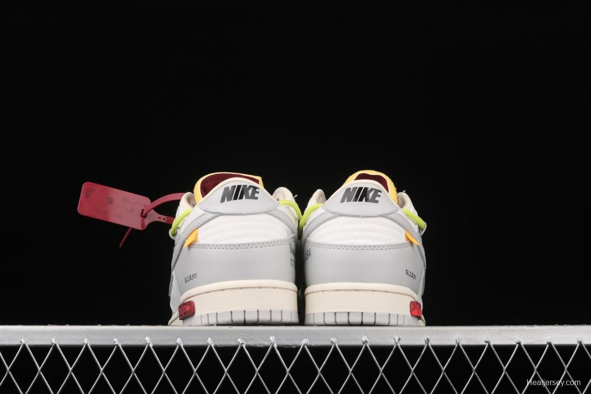 OFF-White x NIKE DUNK Low 04 of 50 OW white gray leisure sports skateboard shoes DM1602-106