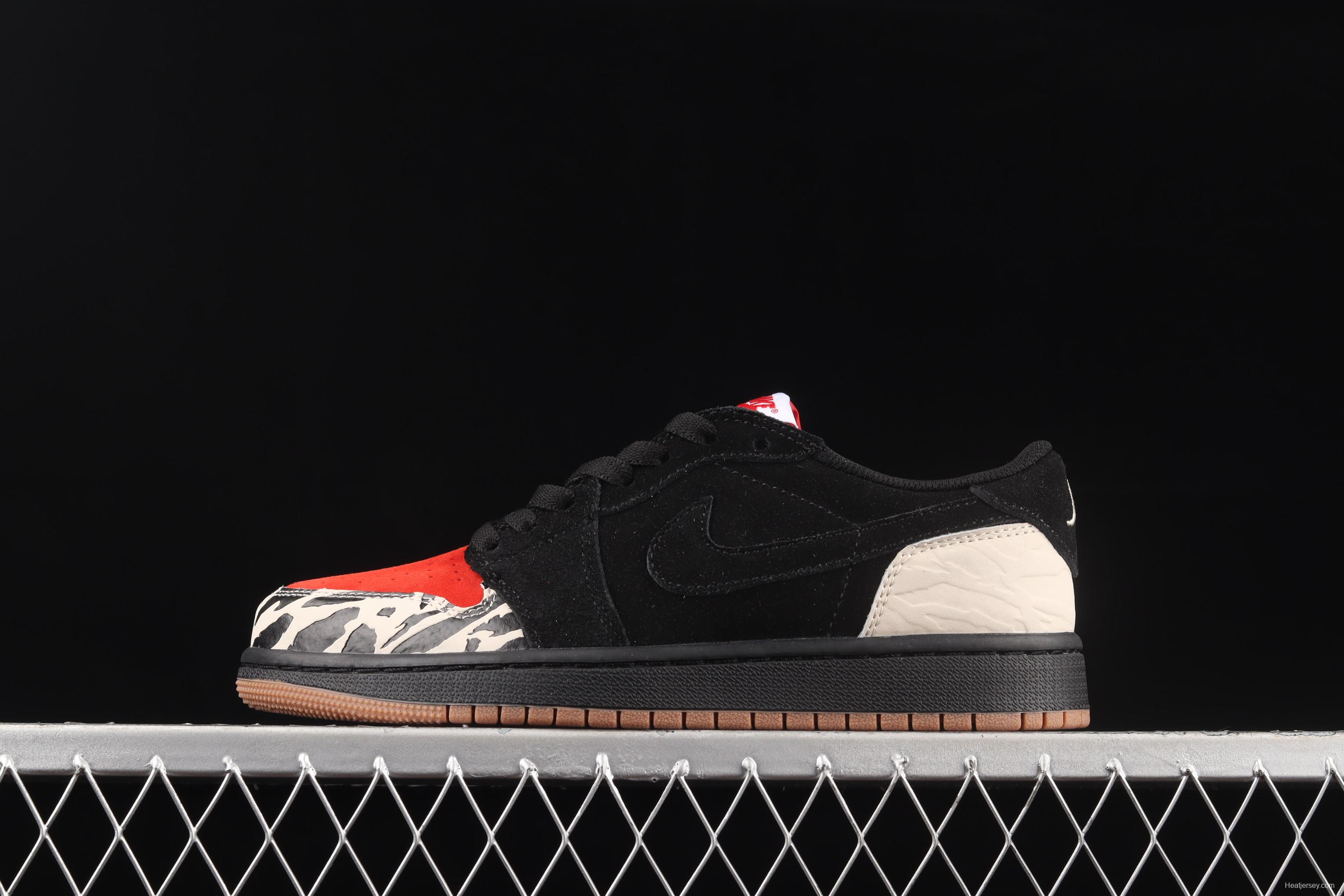 Air Jordan 1 Low Carnivore predator theme black and red low-side cultural board shoes DN3400-001