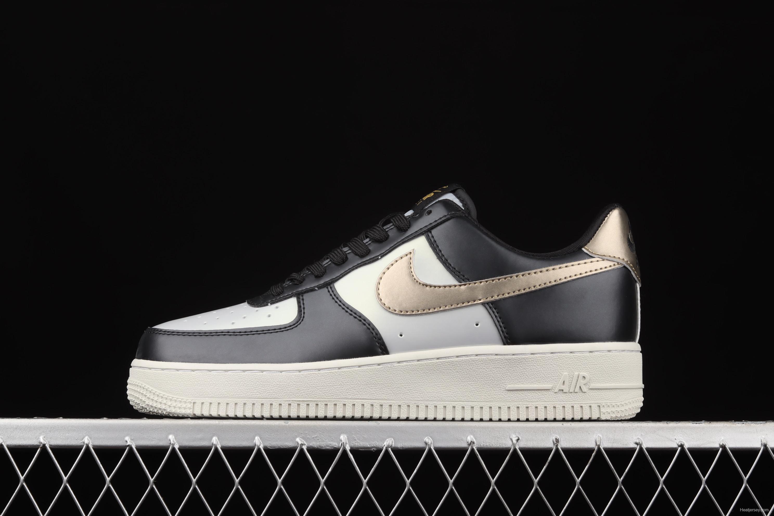 NIKE Air Force 1 Low black gold mandarin duck low top casual board shoes 849345-003