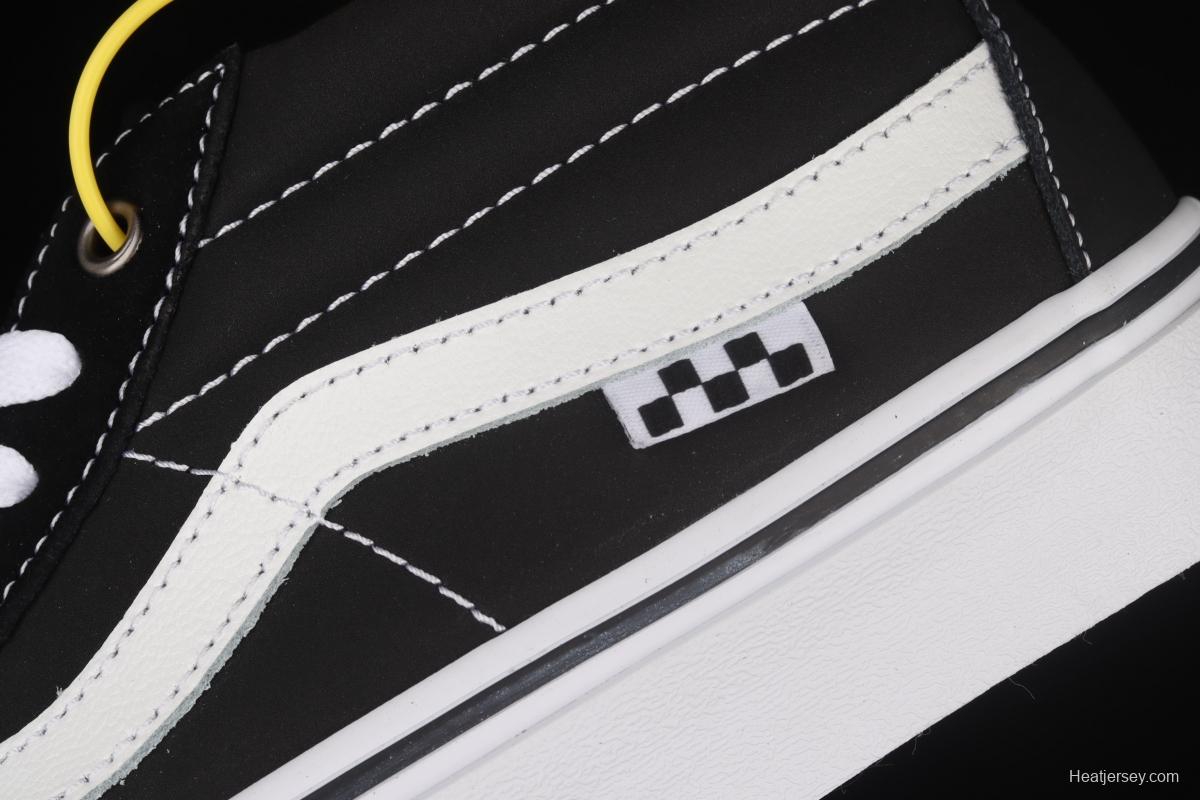 Vans Kate SK8-Mid black and white suede legendary skater superstar Jeff Grosso commemorates professional skateboard shoes VN0A5FCG625