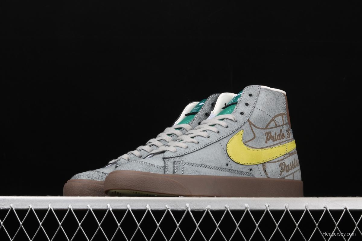 NIKE Blazer Mid'77 Motivation Limited Edition SB Gray Yellow Leisure Board shoes CW6016-100