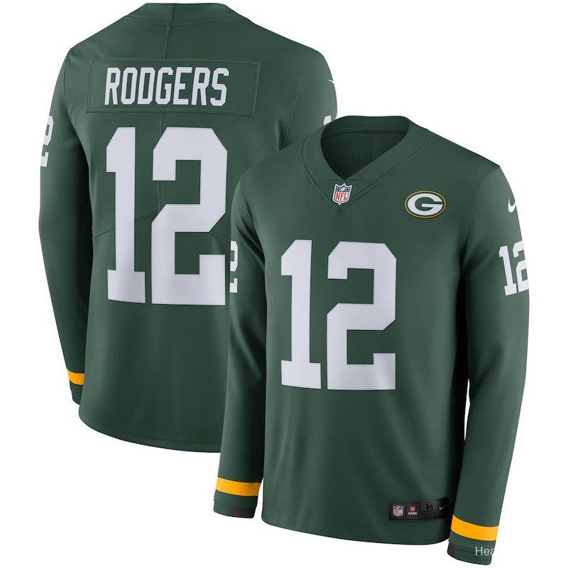 Men's Aaron Rodgers Green Therma Long Sleeve Player Limited Team Jersey