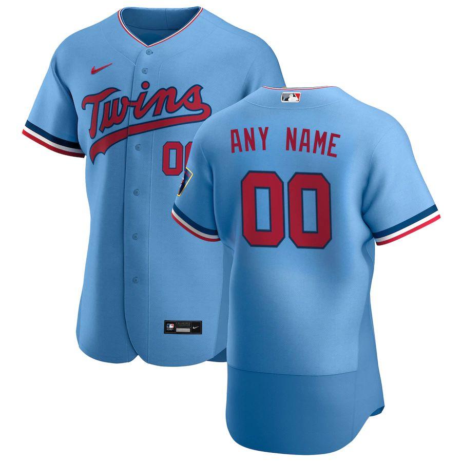 Men's Light Blue 2020 Alternate Authentic Custom Team Jersey