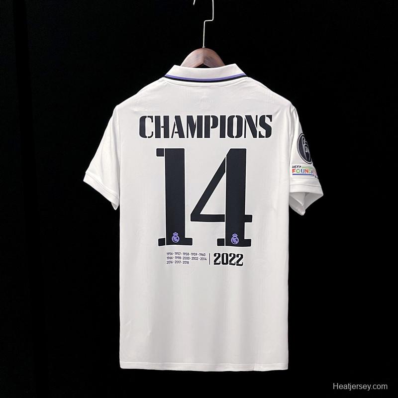 22/23 Real Madrid Home 14 Champions League Winner Soccer Jersey