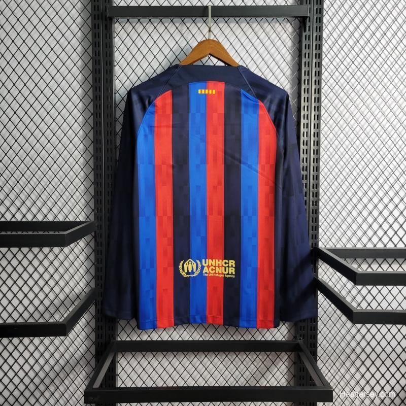 22/23 Long Sleeve Barcelona Home Soccer Jersey