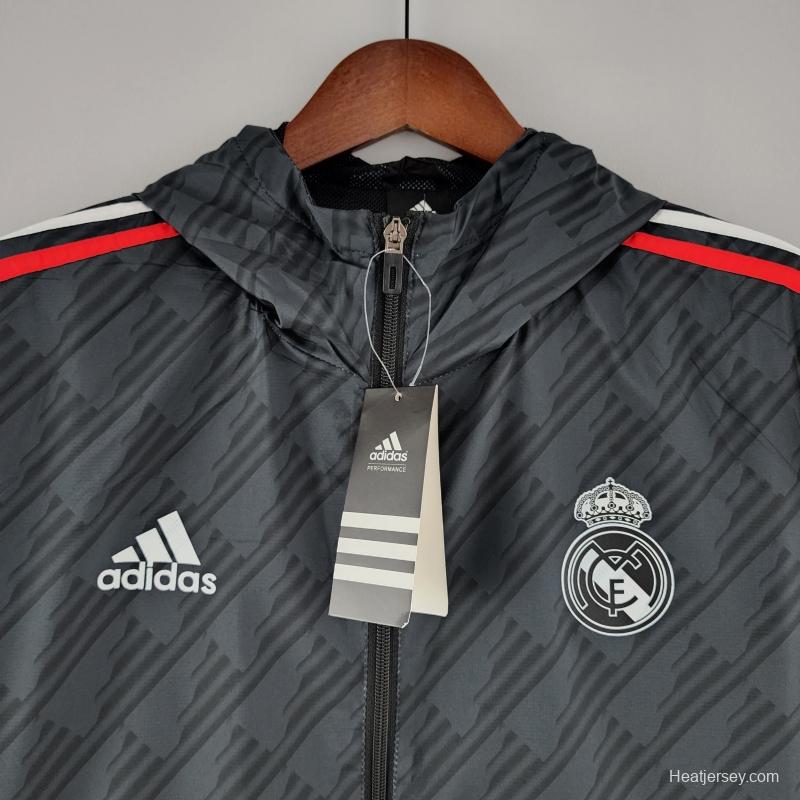 2022 Real Madrid Windbreaker Black Red And White