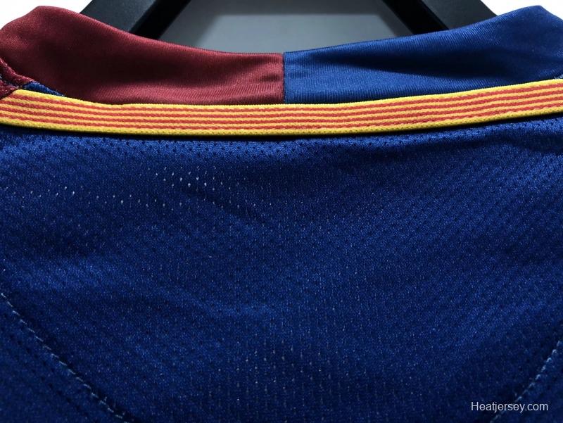 Retro 08/09 Long SLeeve Barcelona Home Champions Version Soccer Jersey