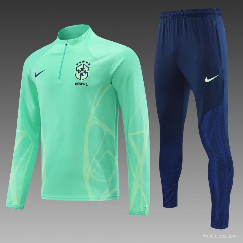 2022 Brazil Green Half Zipper Tracksuit