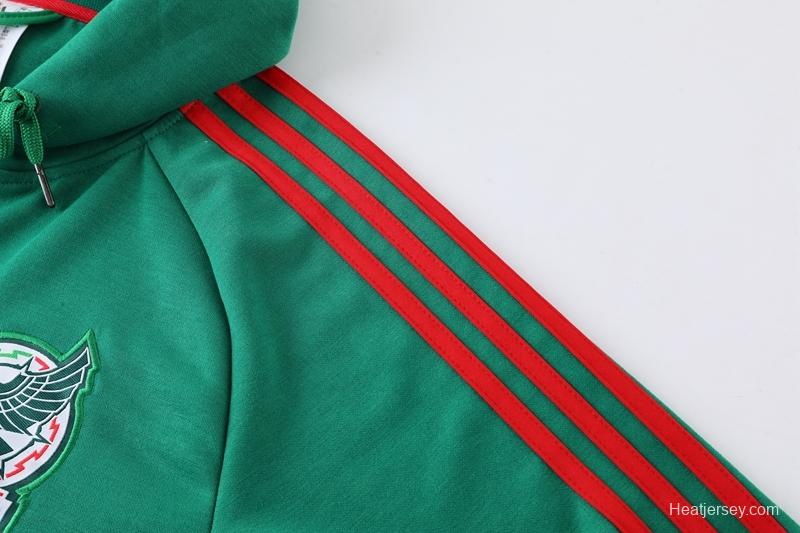 2022 Mexico Green Hoodie Full Zipper Tracksuit