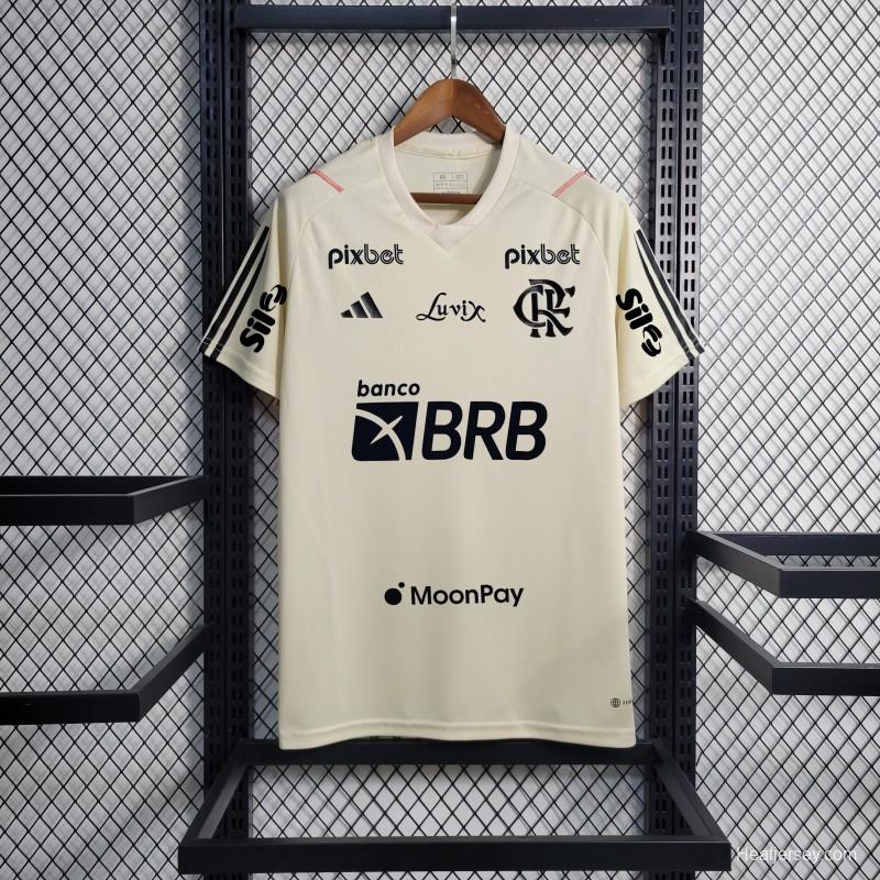 23/24 Flamengo Beige Training Jersey +Full Sponsors