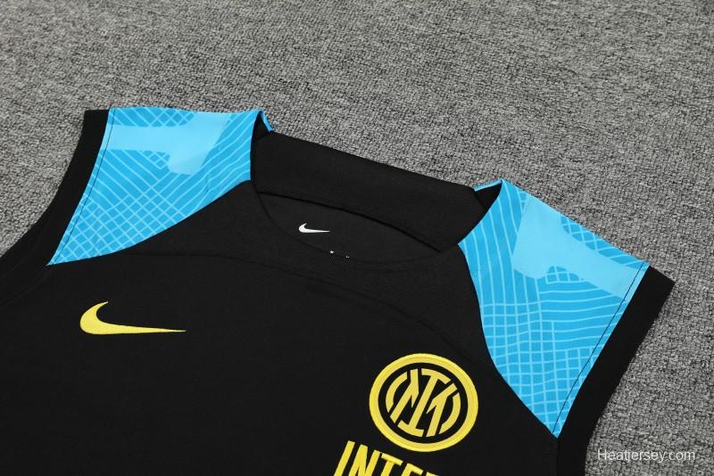 23-24 Inter Milan Black/Blue Vest Jersey+Shorts