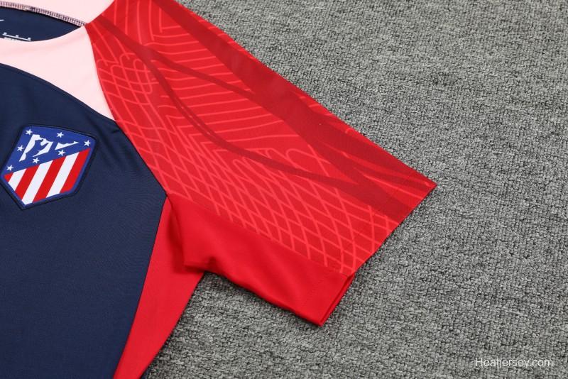 23-24 Atletico Madrid Navy Red Short Sleeve+Shorts