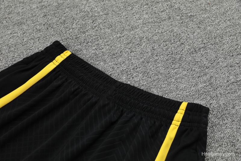 23-24 PSG Black Yellow Short Sleeve+Shorts