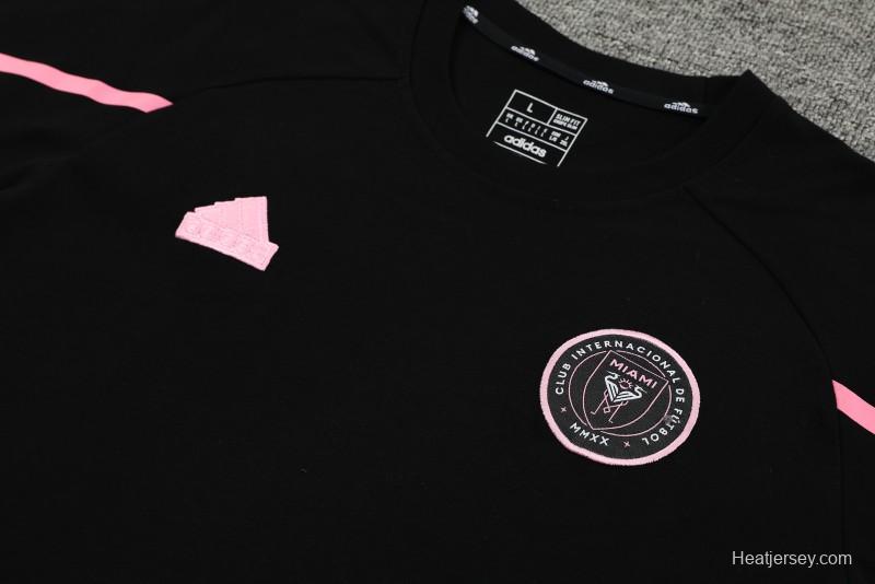 23/24 Inter Miami Black/Pink Cotton Short Sleeve Jersey+Shorts