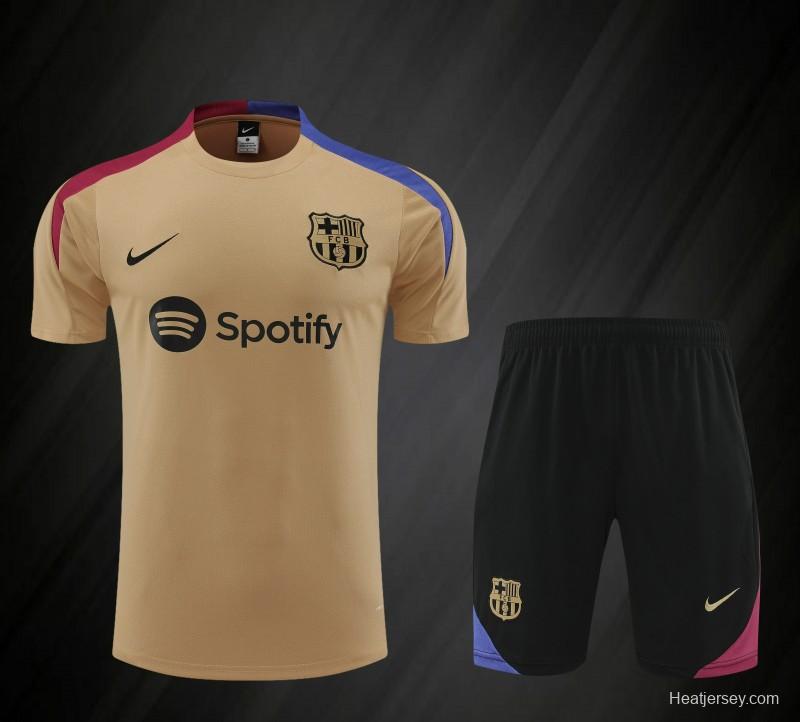 23/24 Barcelona Brown Cotton Short Sleeve Jersey+Shorts