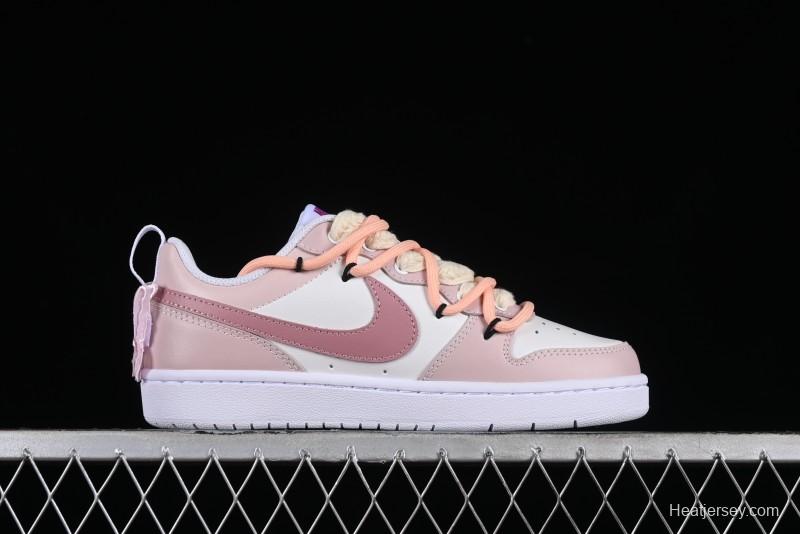 Nike Court Borough Rose Pink Customized  Non-Slip Wear-Resistant Low-Top Sneakers