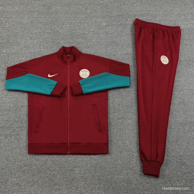 24/25 PSG Wine Full Zipper Jacket +Long Pants