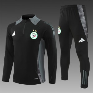 2024 Algeria Black Half Zipper Jacket+Long Pants