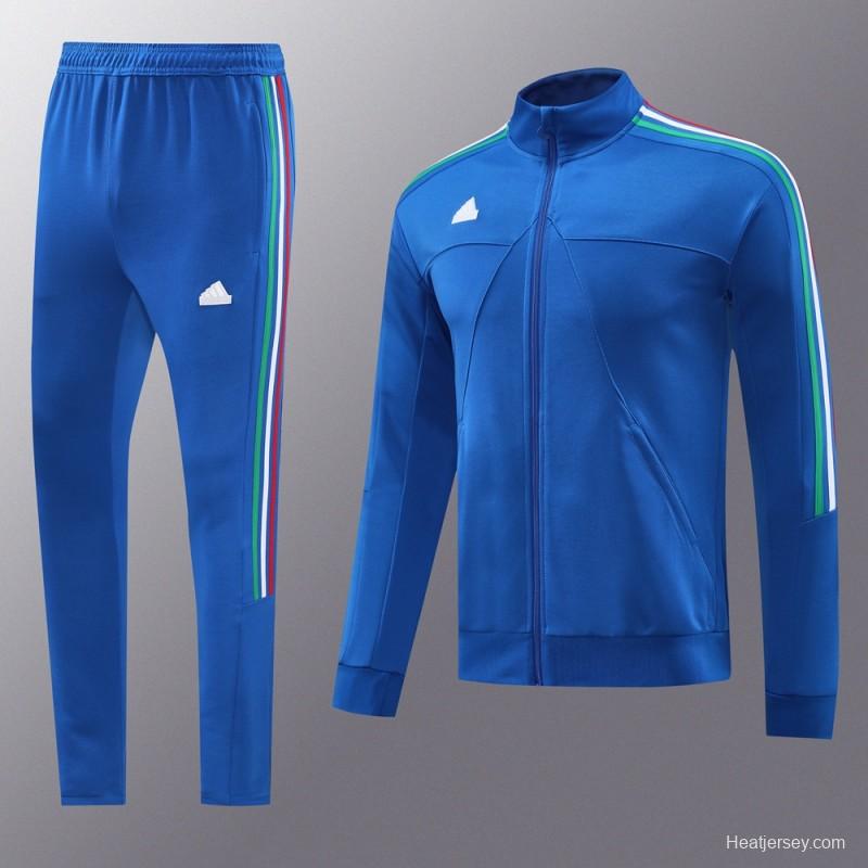 Kids 2024 Adidas Blue Full Zipper Jacket +Long Pants