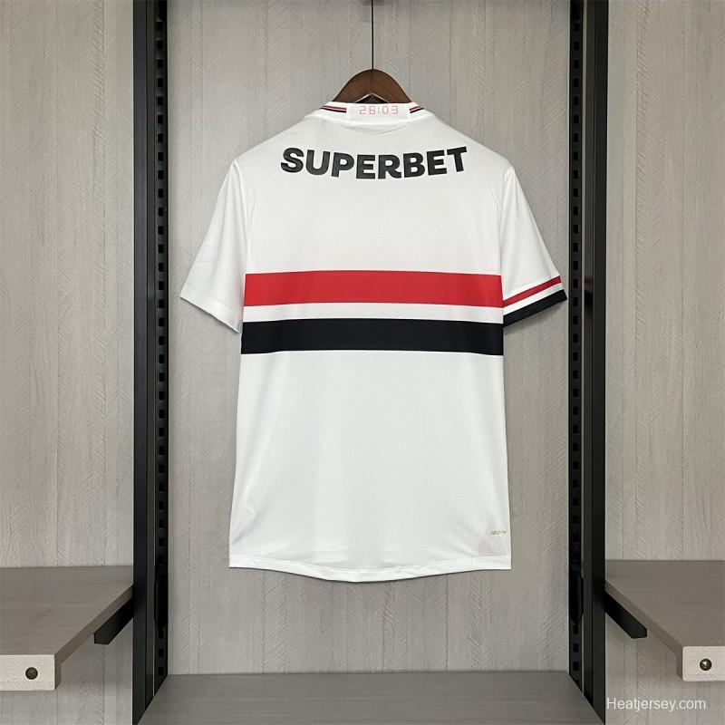 25/26 São Paulo Home Jersey With Chest Sponsor