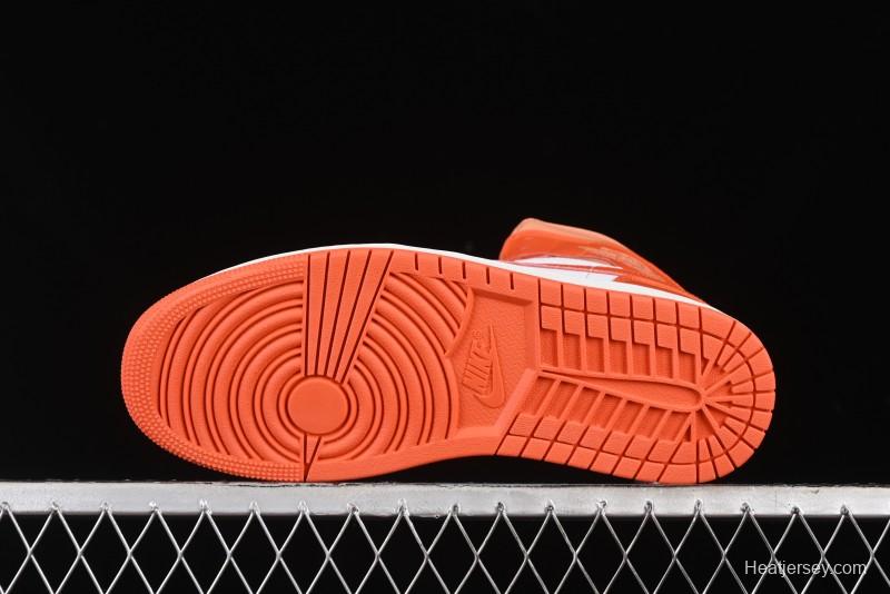 Nike Air Jordan 1 Mid Basketball Shoes in White and Orange Colorway - BQ6472-108