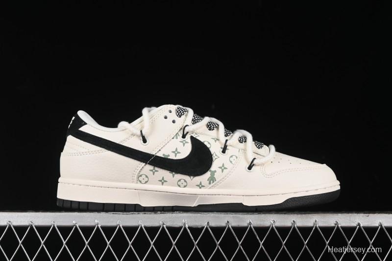 Nike SB Dunk Low Violent Bear Series - Lace-Up Beige with Black Swoosh Anniversary High-End Custom Low-Top Casual Sneakers - SJ2068-291