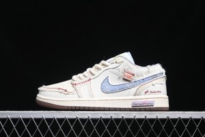 Nike Air Jordan 1 Low AJ1 Panda Prank Qixi Themed Retro Basketball Shoes with Special Graffiti Design - FZ5046-041