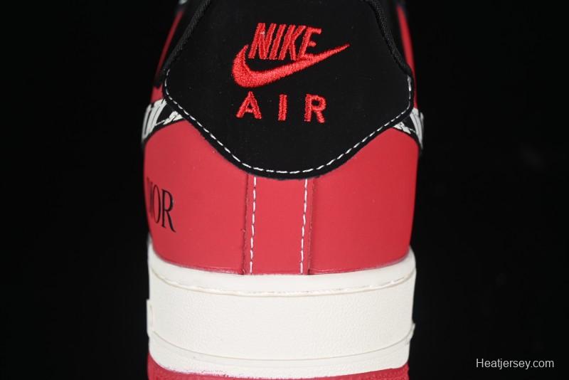 Nike Air Force 1'07 Low Dior Collaboration Red Black Zebra Print Casual Sneakers - KK1988-066