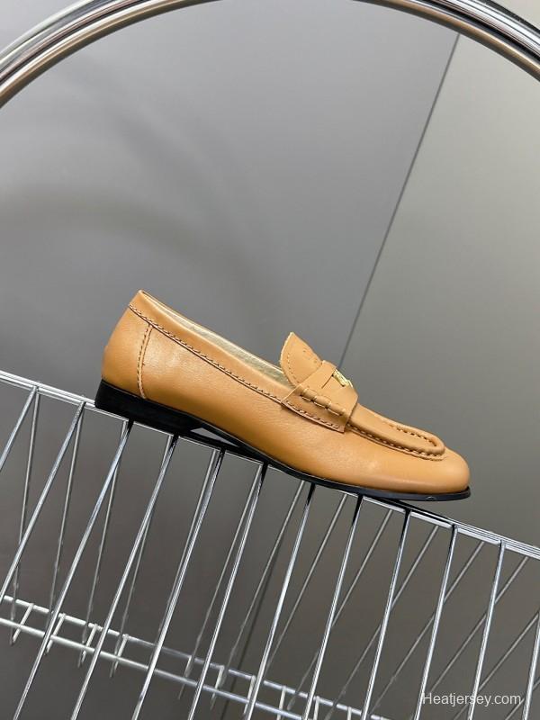 2025 Women Miu Miu Brown Leather Loafers