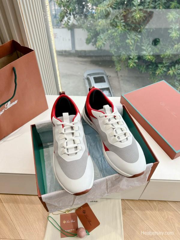 2024 Unisex Le Parmentier Red White Black Mesh Leather Sneakers