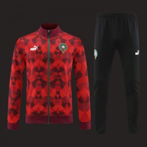 2024 Morocco Red  Full Zipper Hoodie Jacket+Pants