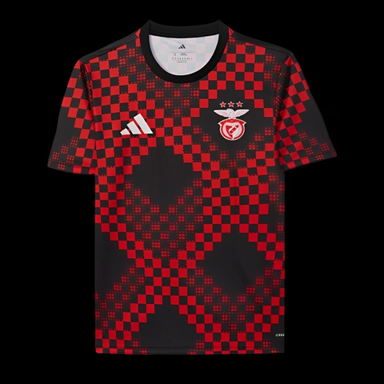 25/26 Benfica Red with Checkered Pattern Pre-Match Jersey